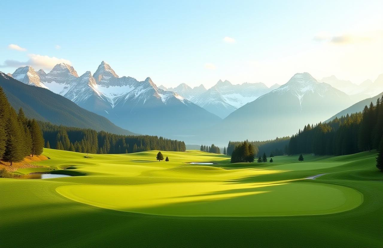 Panoramablick auf den Alpen Amsel Golfplatz mit den Alpen im Hintergrund